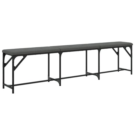 Eetkamerbank 186x32x45 cm staal en stof donkergrijs