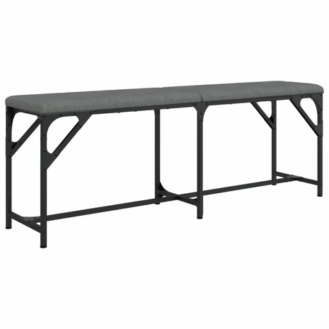 Eetkamerbank 124x32x45 cm staal en stof donkergrijs