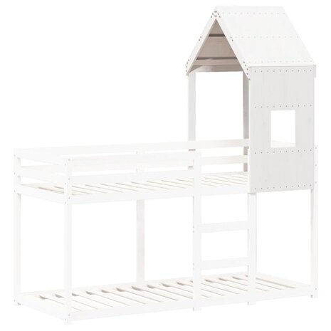 Kinderbedhuisje 60x99x139,5 cm massief grenenhout wit