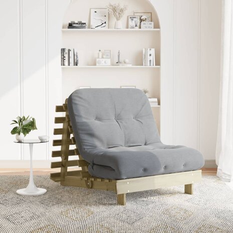 Futon slaapbank met matras 80x206x11 cm geïmpregneerd hout