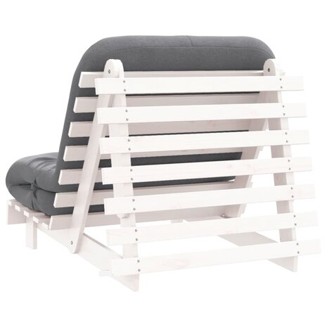Futon slaapbank met matras 90x206x11 cm massief grenenhout wit