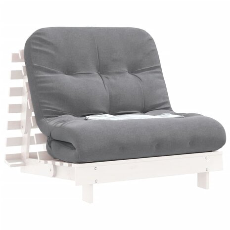 Futon slaapbank met matras 80x206x11 cm massief grenenhout wit