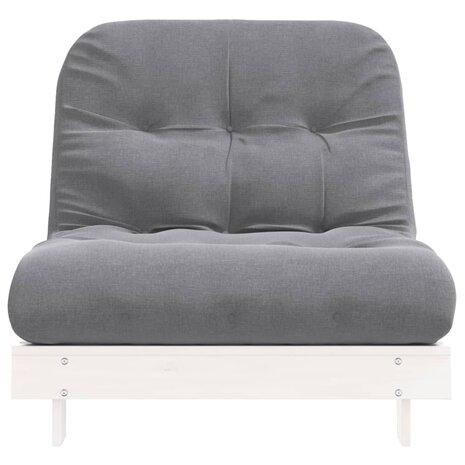 Futon slaapbank met matras 80x206x11 cm massief grenenhout wit