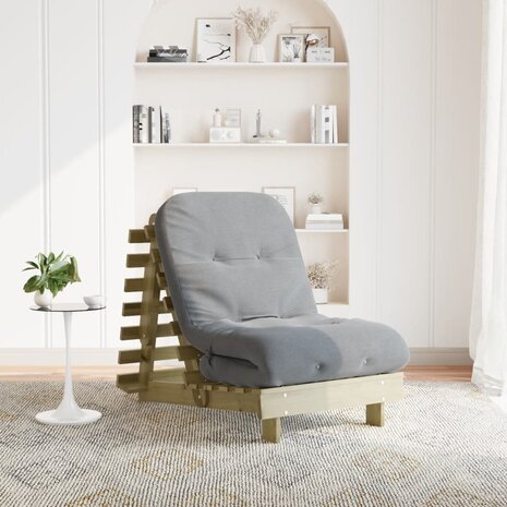 Futon slaapbank met matras 70x206x11 cm geïmpregneerd hout