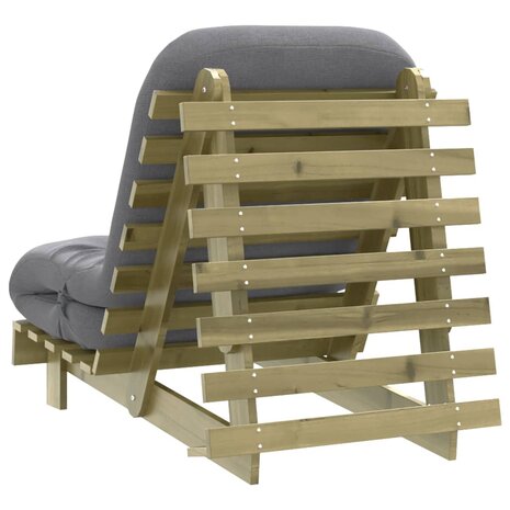 Futon slaapbank met matras 70x206x11 cm geïmpregneerd hout