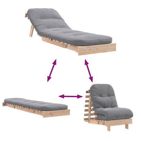 Futon slaapbank met matras 60x206x11 cm massief grenenhout