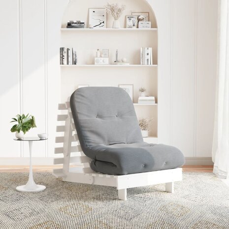 Futon slaapbank met matras 70x206x11 cm massief grenenhout wit