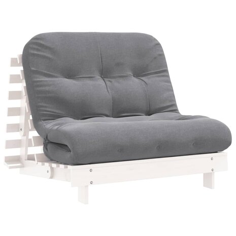 Futon slaapbank met matras 100x206x11 cm massief grenenhout wit