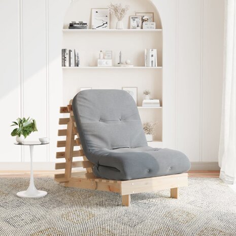 Futon slaapbank met matras 70x206x11 cm massief grenenhout