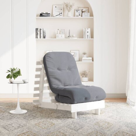 Futon slaapbank met matras 60x206x11 cm massief grenenhout wit