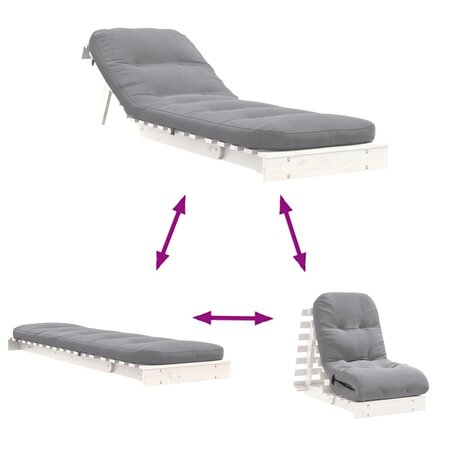 Futon slaapbank met matras 60x206x11 cm massief grenenhout wit