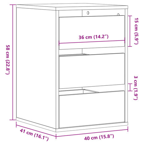 Ladekast 40x41x58 cm bewerkt hout wit