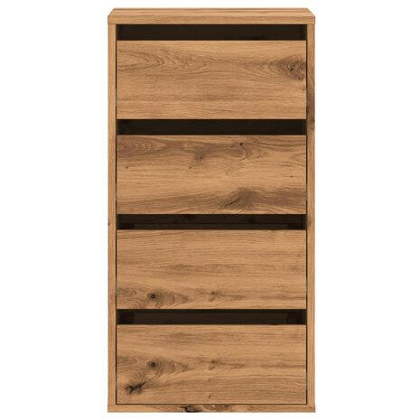 Ladekast 40x41x76 cm bewerkt hout artisanaal eikenkleurig