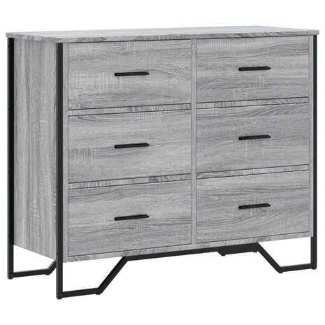 Ladekast 91x35,5x74,5 cm bewerkt hout grijs sonoma eikenkleurig