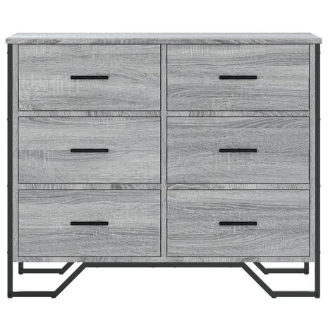 Ladekast 91x35,5x74,5 cm bewerkt hout grijs sonoma eikenkleurig