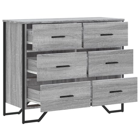 Ladekast 91x35,5x74,5 cm bewerkt hout grijs sonoma eikenkleurig