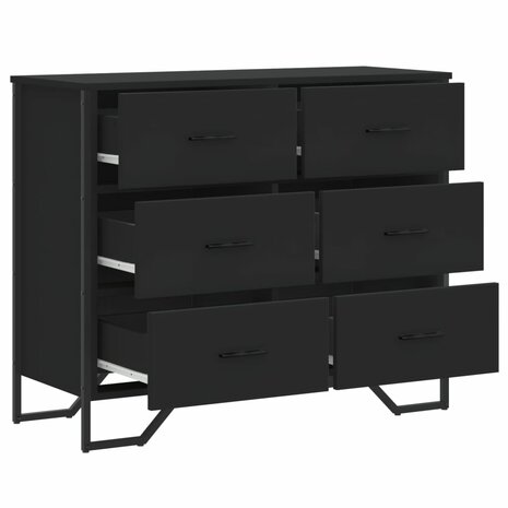 Ladekast 91x35,5x74,5 cm bewerkt hout zwart