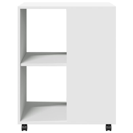 Bijzettafel met wieltjes 55x60x78 bewerkt hout wit