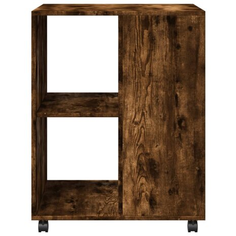 Bijzettafel met wieltjes 55x60x78 cm hout gerookt eikenkleurig
