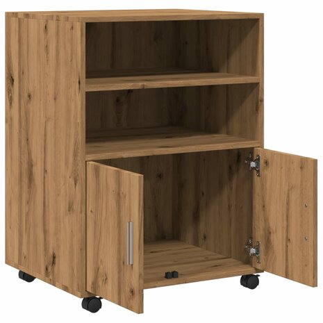 Rolkast 60x48x81 cm bewerkt hout artisanaal eikenkleurig