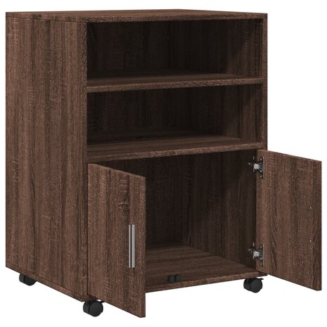 Rolkast 60x48x81 cm bewerkt hout bruin eikenkleur