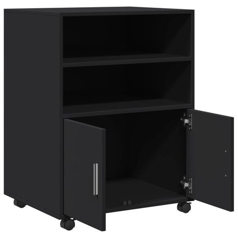 Rolkast 60x48x81 cm bewerkt hout zwart