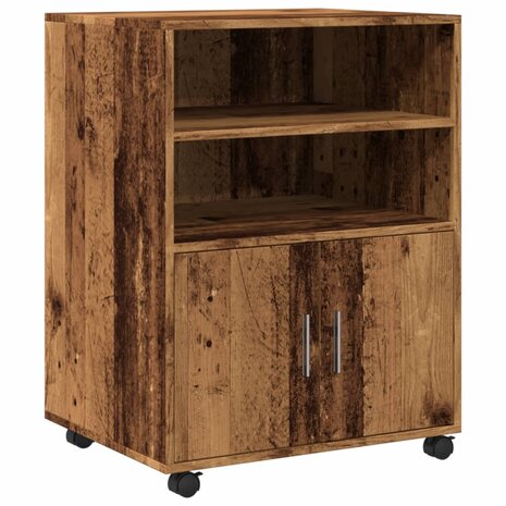 Rolkast 60x48x81 cm bewerkt hout oud houtkleurig