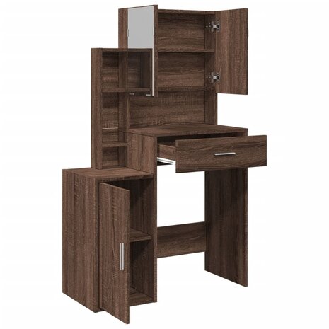 Kaptafel met kastje 80x35x132 cm bruin eikenkleur
