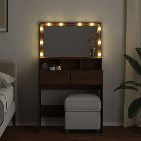 Kaptafel met LED 80x41x134,5 cm bruin eikenkleurig