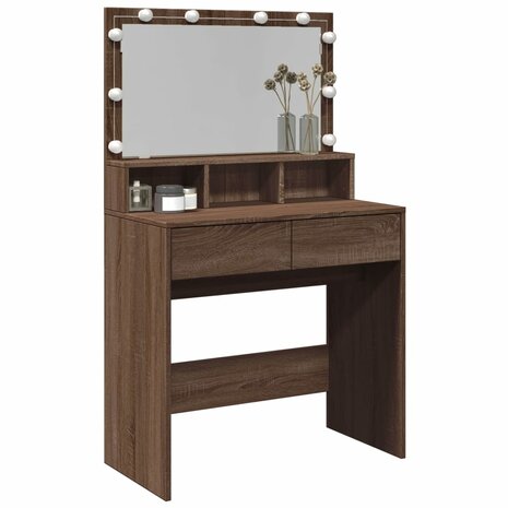 Kaptafel met LED 80x41x134,5 cm bruin eikenkleurig