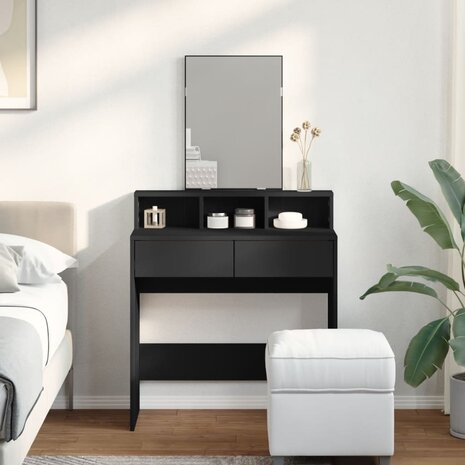 Kaptafel met spiegel 80x41x144,5 cm zwart