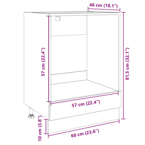 Ovenkast 60x46x81,5 cm spaanplaat sonoma eikenkleurig