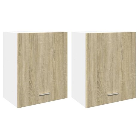 Wandkasten 2 st 50x31x60 cm bewerkt hout sonoma eikenkleurig