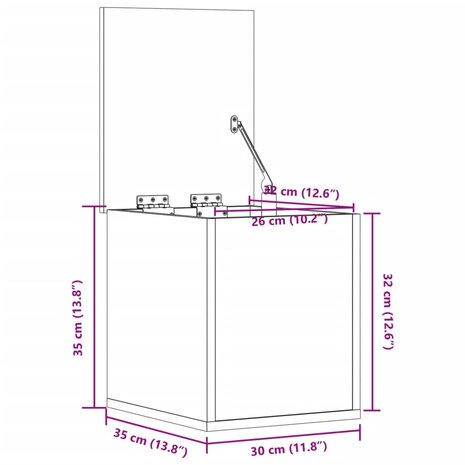 Opbergbox 30x35x35 cm bewerkt hout wit