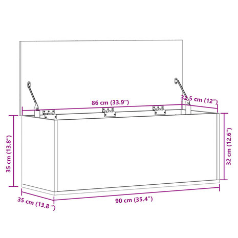 Opbergbox 90x35x35 cm bewerkt hout grijs sonoma eikenkleurig
