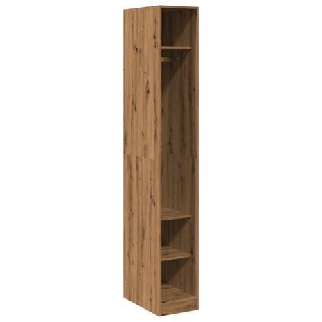 Kledingkast 30x50x200 cm bewerkt hout artisanaal eikenkleur