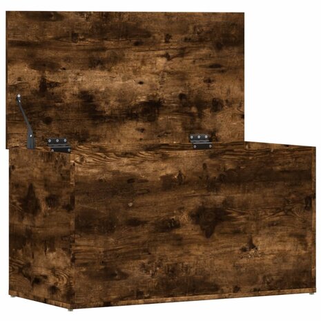 Opbergkist 84x42x46 cm bewerkt hout gerookt eikenkleurig