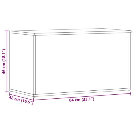 Opbergkist 84x42x46 cm bewerkt hout gerookt eikenkleurig