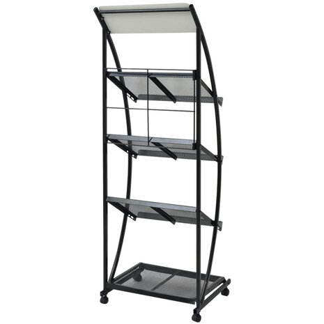 Tijdschriftenrek zwart en wit 47x40x134 cm A4