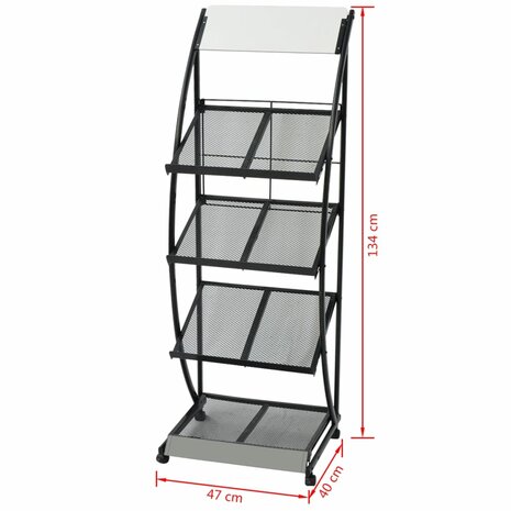 Tijdschriftenrek zwart en wit 47x40x134 cm A4