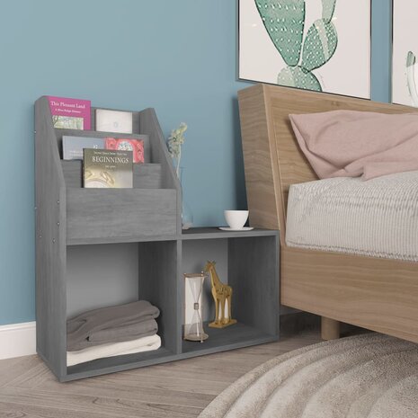 Kindertijdschriftenrek 71x30x78,5 cm bewerkt hout betongrijs