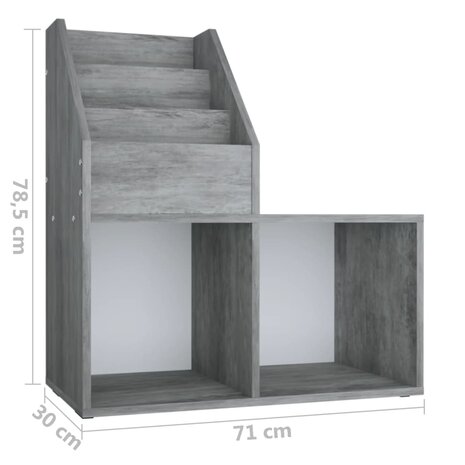Kindertijdschriftenrek 71x30x78,5 cm bewerkt hout betongrijs