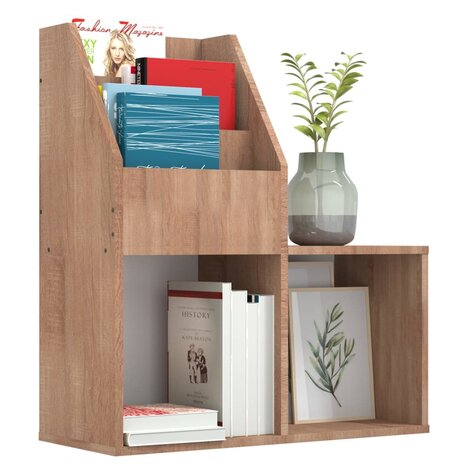 Kindertijdschriftenrek 71x30x78,5 cm bewerkt hout sonoma eiken