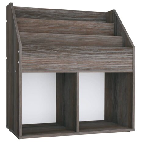 Kindertijdschriftenrek 71x30x78,5 cm hout grijs en eikenkleur