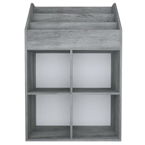 Kindertijdschriftenrek 71x30x114 cm bewerkt hout betongrijs