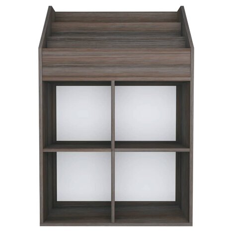 Kindertijdschriftenrek 71x30x114 cm bewerkt hout grijs en eiken