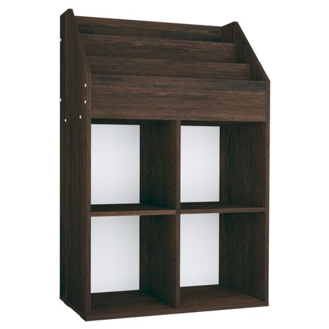 Kindertijdschriftenrek 71x30x114 cm bewerkt hout gerookt eiken