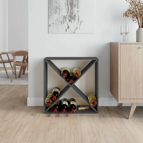 Wijnkast 62x25x62 cm massief grenenhout grijs