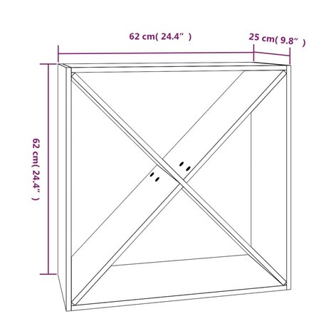 Wijnkast 62x25x62 cm massief grenenhout grijs