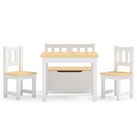 4-delige Kindertafel- en stoelenset MDF wit en beige